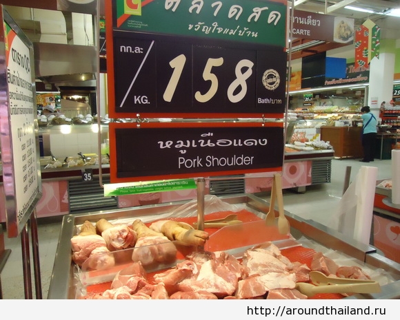 Свинина, мякоть от 158 бат за 1 кг в Паттайе