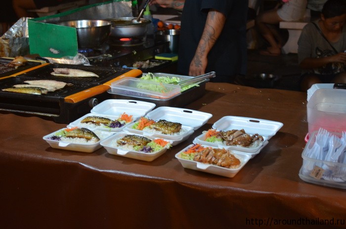 Наборы с рисом, рыбой и овощами по 30 бат