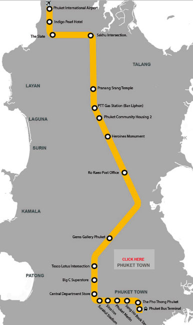 Маршрут движения автобуса из пхукетского аэропорта