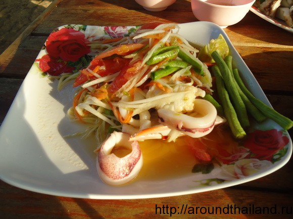 Папая салат с морепродуктами